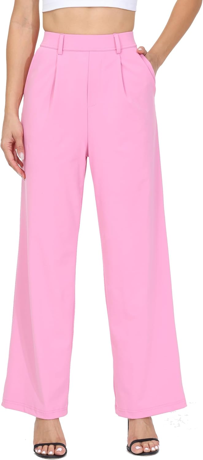 Womens Dress Pants Work Wide Leg Trousers for Office and Yoga