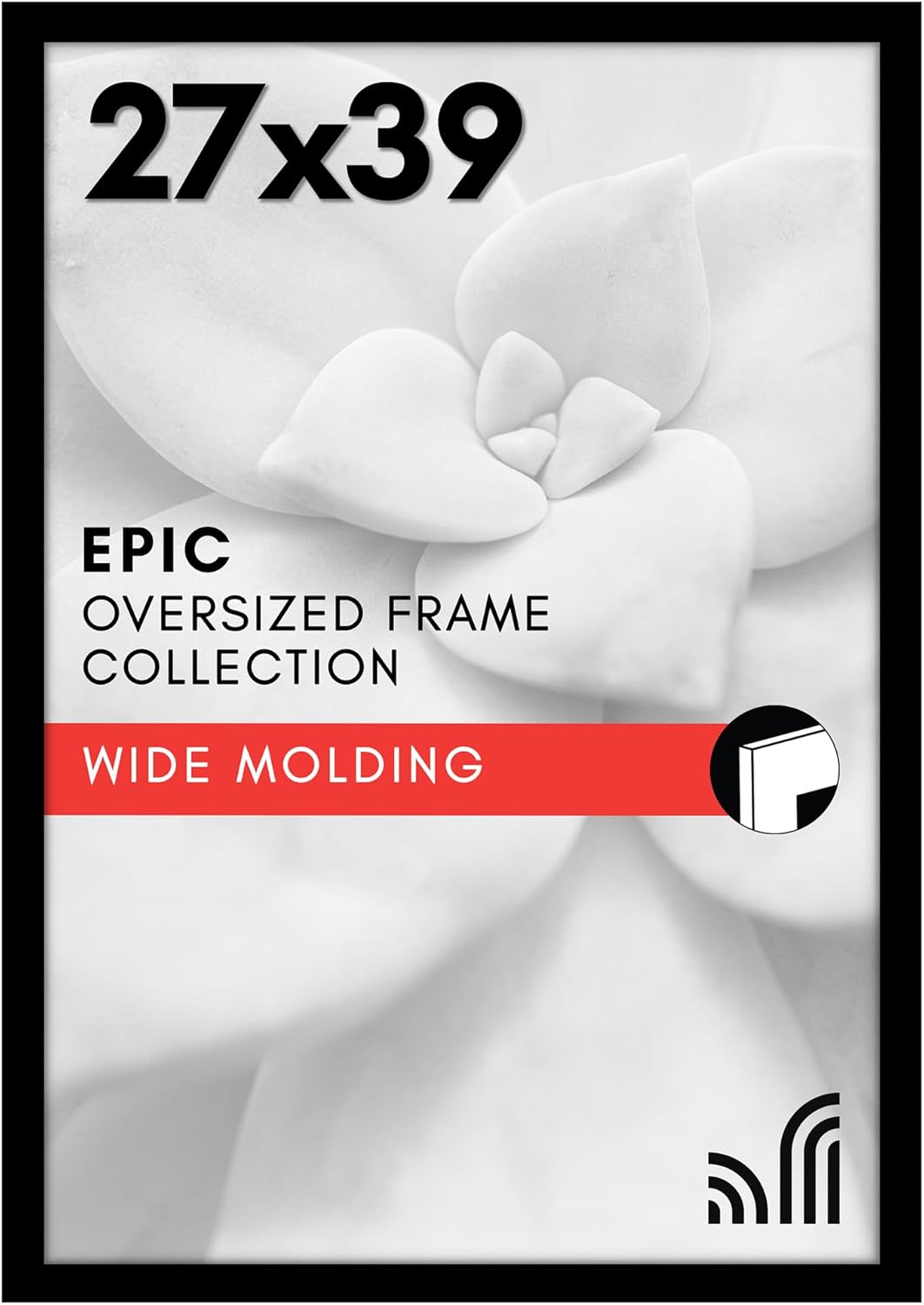 27x39 Black Picture Frame with Polished Plexiglass for Art