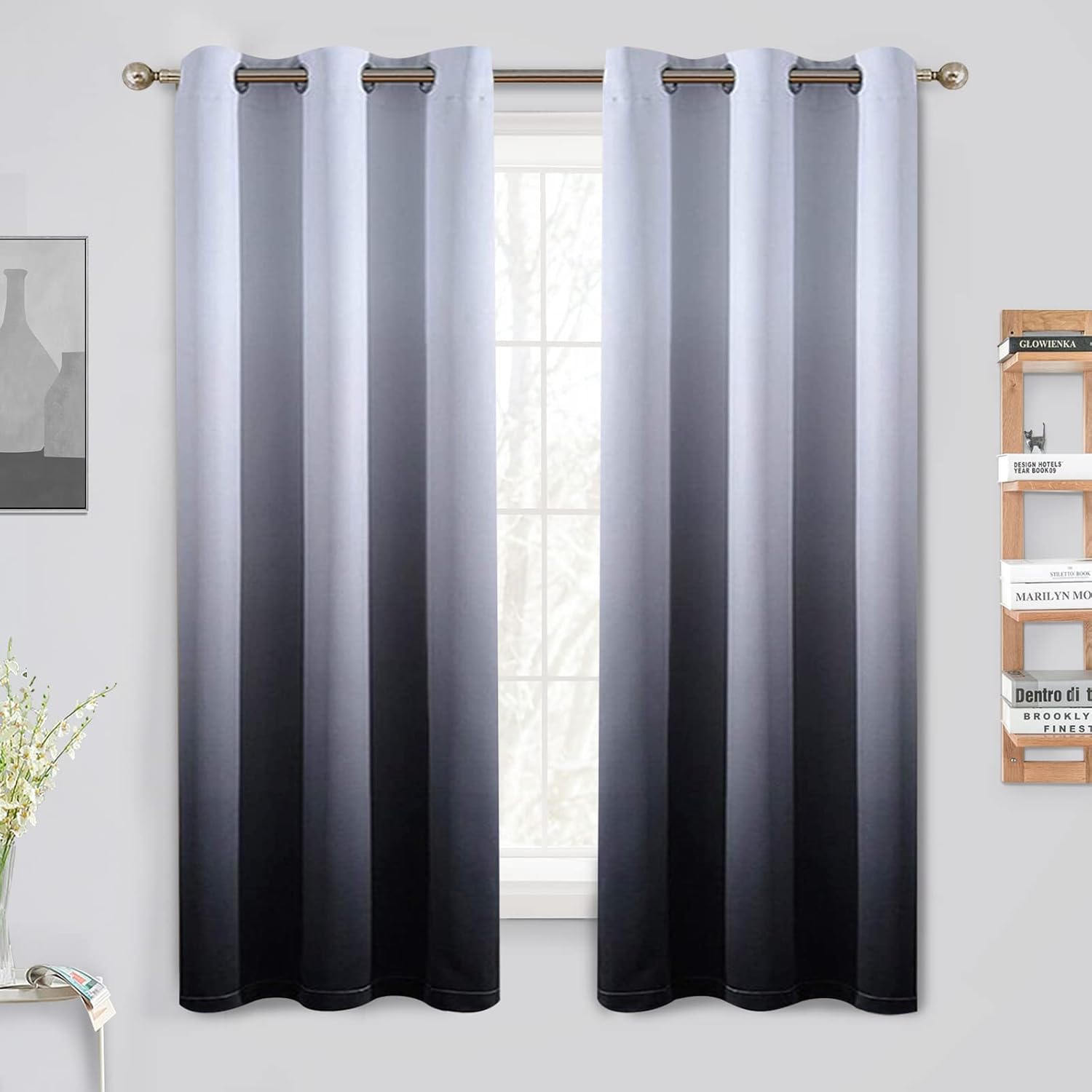 Yakamok Ombre Curtains 63 Inch Length for Room Darkening