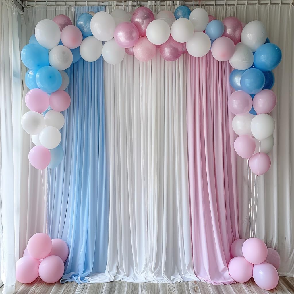 Wrinkle-Free Gender Reveal Backdrop Curtain Set