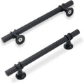 5 in Cabinet Pulls Knurled Matte Black - Solid Aluminum Handles