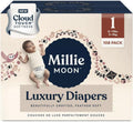Millie Moon Luxury Diapers Size 1 Count 108 - CloudTouch Softness