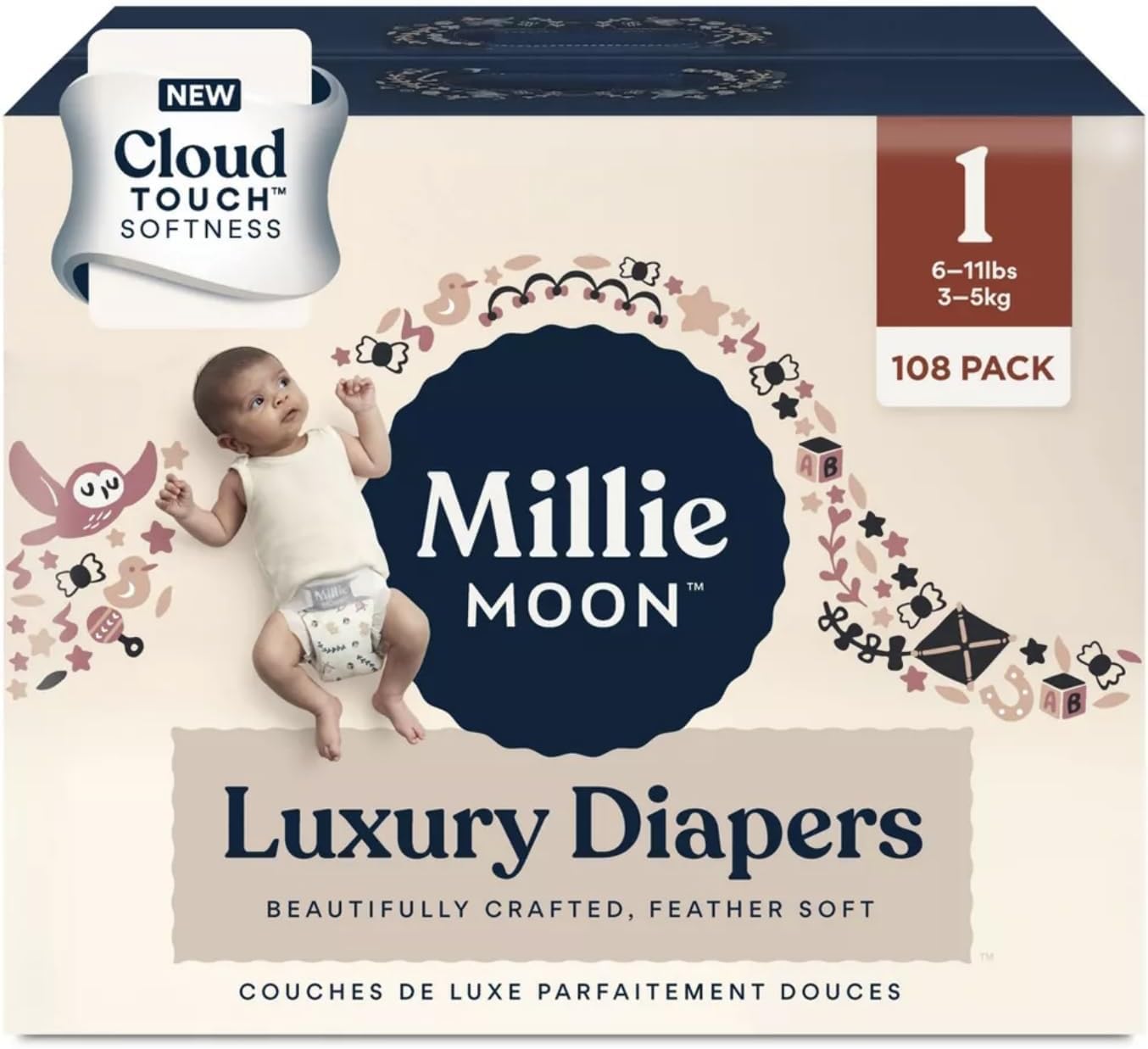 Millie Moon Luxury Diapers with CloudTouch Softness for Comfort