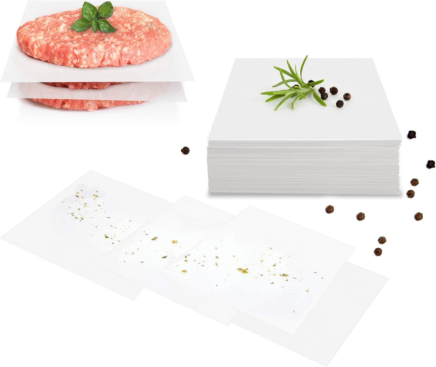 GOURMEO Non-Stick Parchment Paper Set - 500 Patty Liners for Hamburger