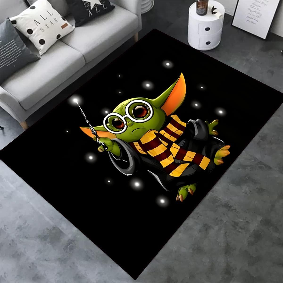 3D Anime Yo-da Area Rug, Non-Slip & Cozy!