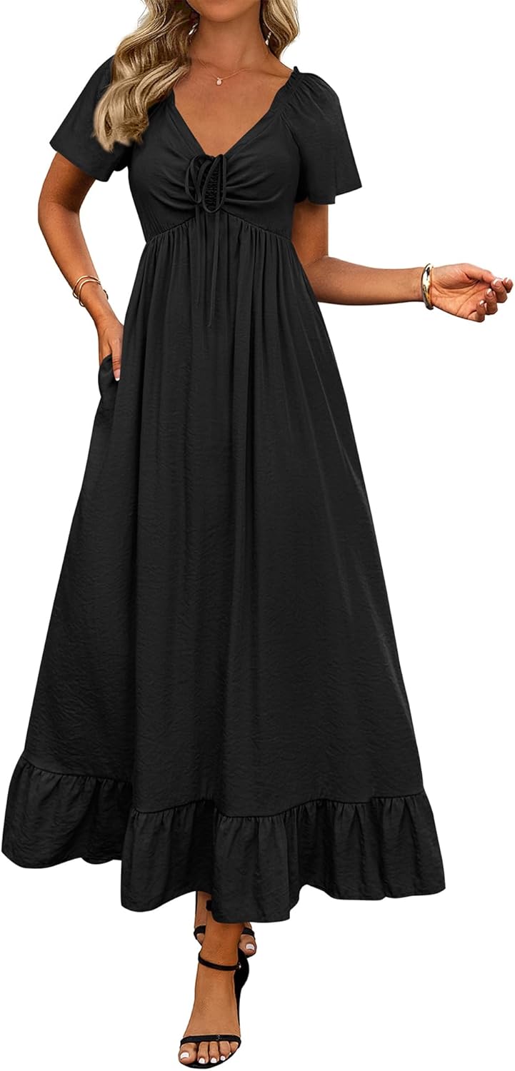 BTFBM Womens Spring Maxi Dresses for Casual Wedding Guests
