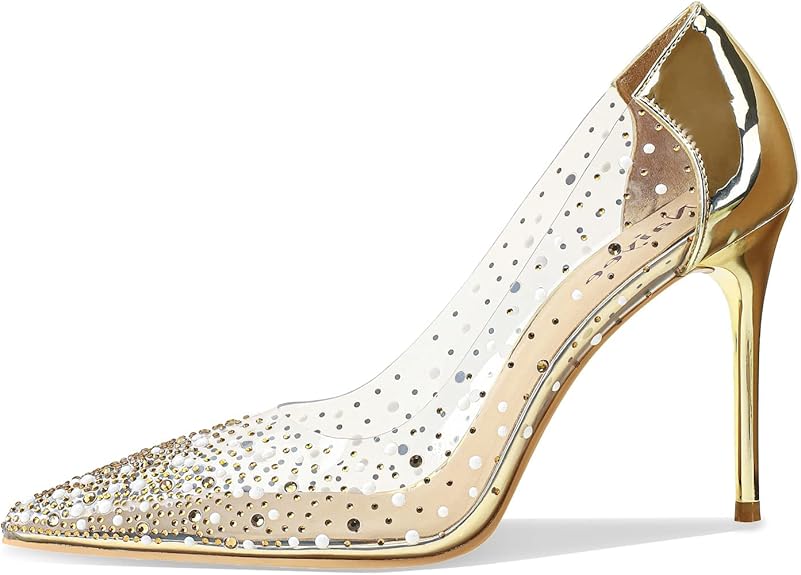 Naiyee Women's High Stiletto Heel Pumps with Crystal Rhinestones