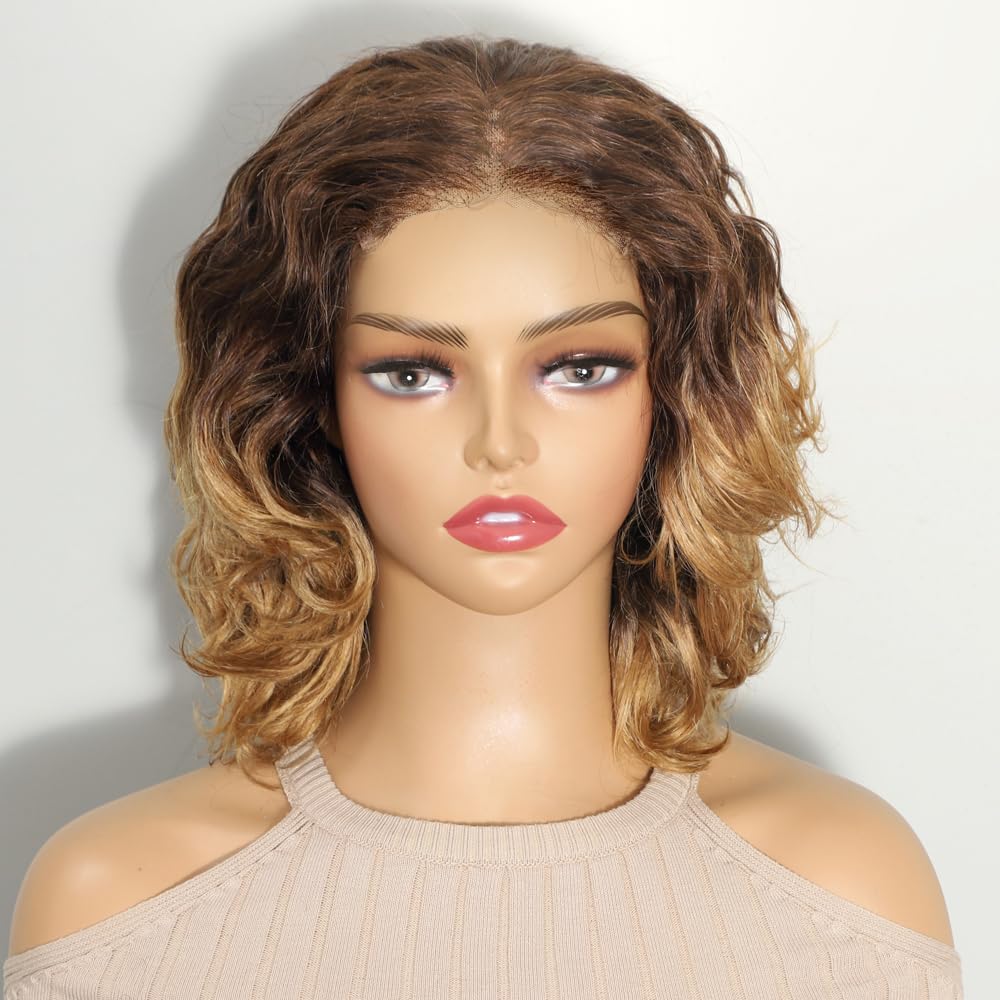 Highlight Ombre Short Glueless Wigs Human Hair for Stylish Looks
