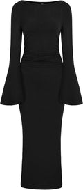 Maxi Dresses for Women 2025 Elegant Classy Ruched Bodycon Slit Dress