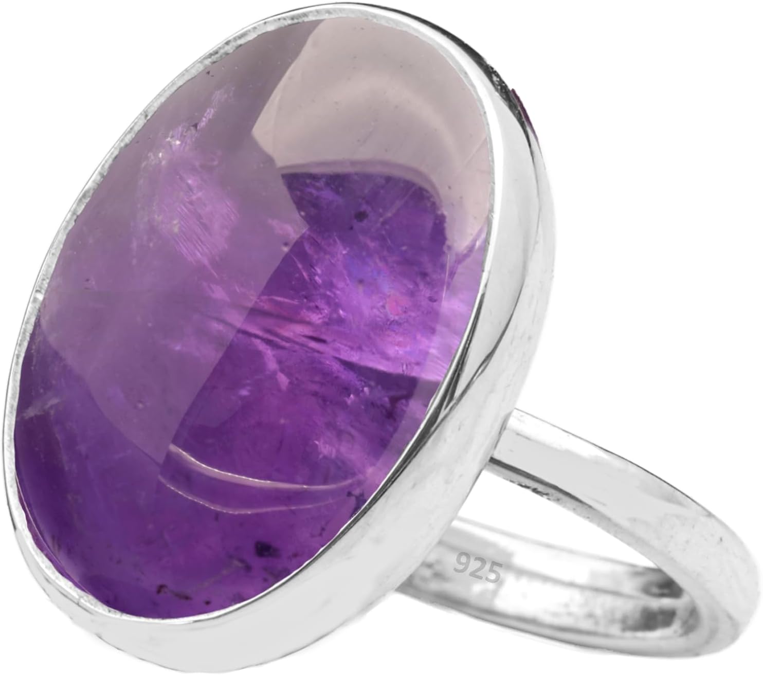 Natural Amazonite Crystal Ring in 925 Sterling Silver for Women
