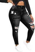 Womens Plus Size Skinny Jeans High Waisted Ankle - Stretchy Ripped Fit