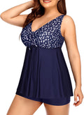 Plus Size Tankini Swimsuit Two Piece Flowy Set - Tummy Control