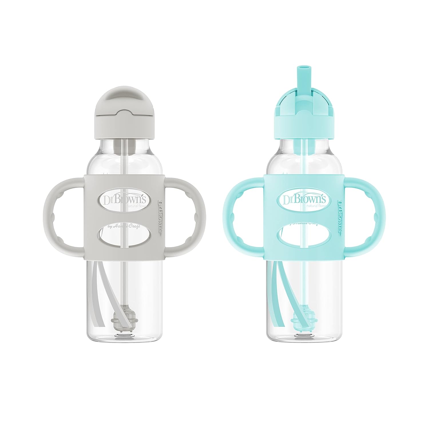 Dr. Brown's Narrow Sippy Straw Bottle: Spill-Proof with Silicone Handles