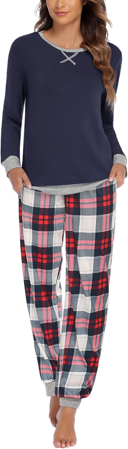 Ekouaer Pajamas for Women Comfy Long Sleeve Jogger Set PJs