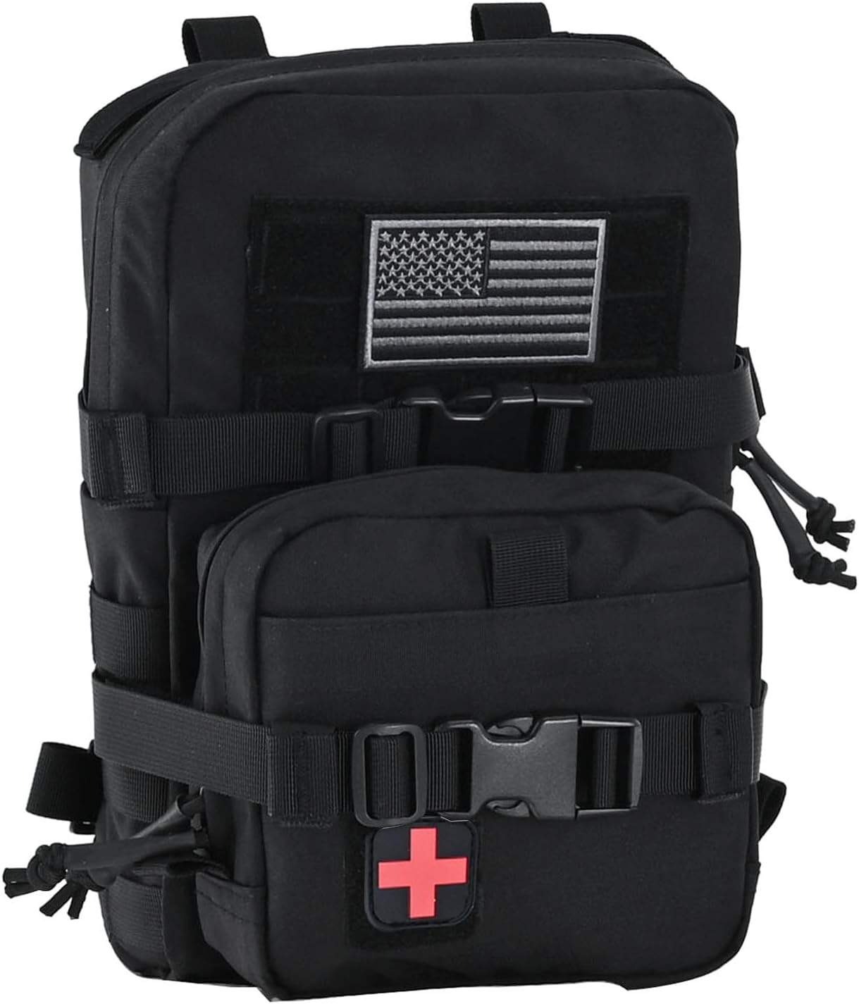 Tactical Mini Molle Hydration Pack with IFAK Pouch and Med Patch