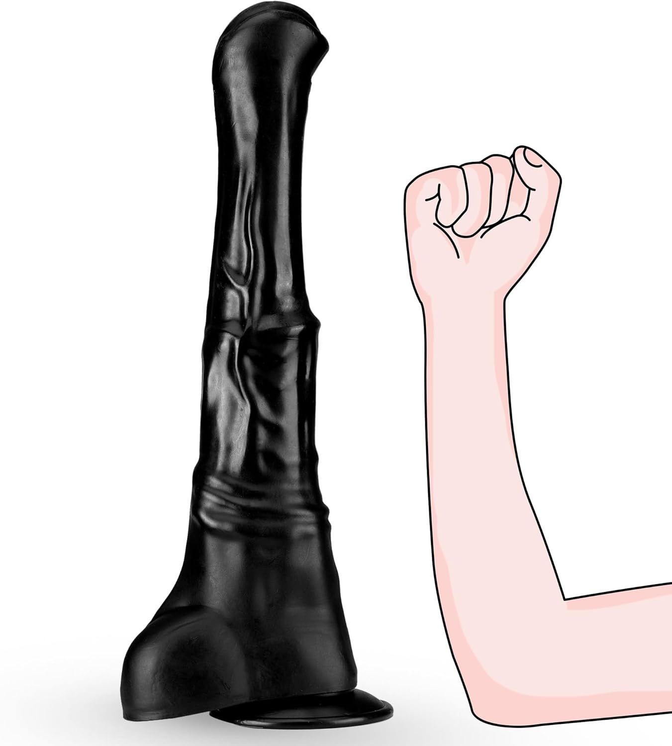 Thick Horse Dildo for Couples Play - 15 Inch Huge Black Cock