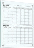 Glass Whiteboard Calendar 24 in x 18 in 2 Month Planner - Frameless