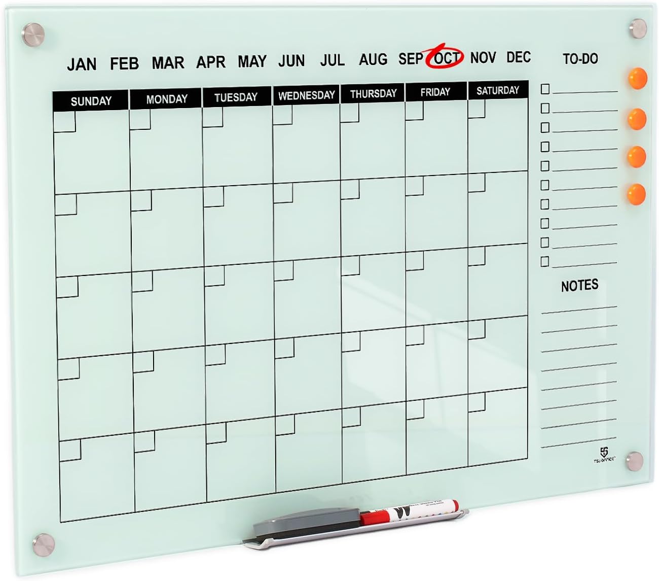 TSJ OFFICE Glass Calendar Whiteboard - Premium 36 x 24 in Design