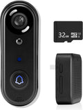 KALOGL 1080P Wireless Doorbell: No Fees, Chime, SD Card