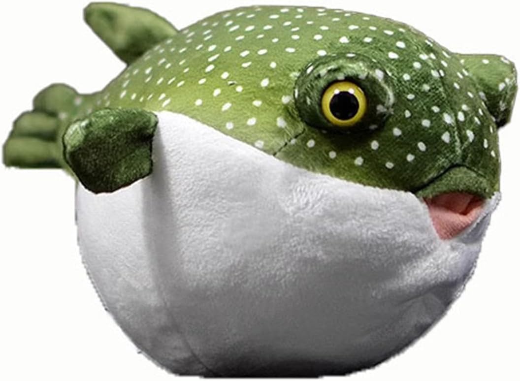 9 Cute Green Pufferfish Plush Toy - Lifelike & Soft!