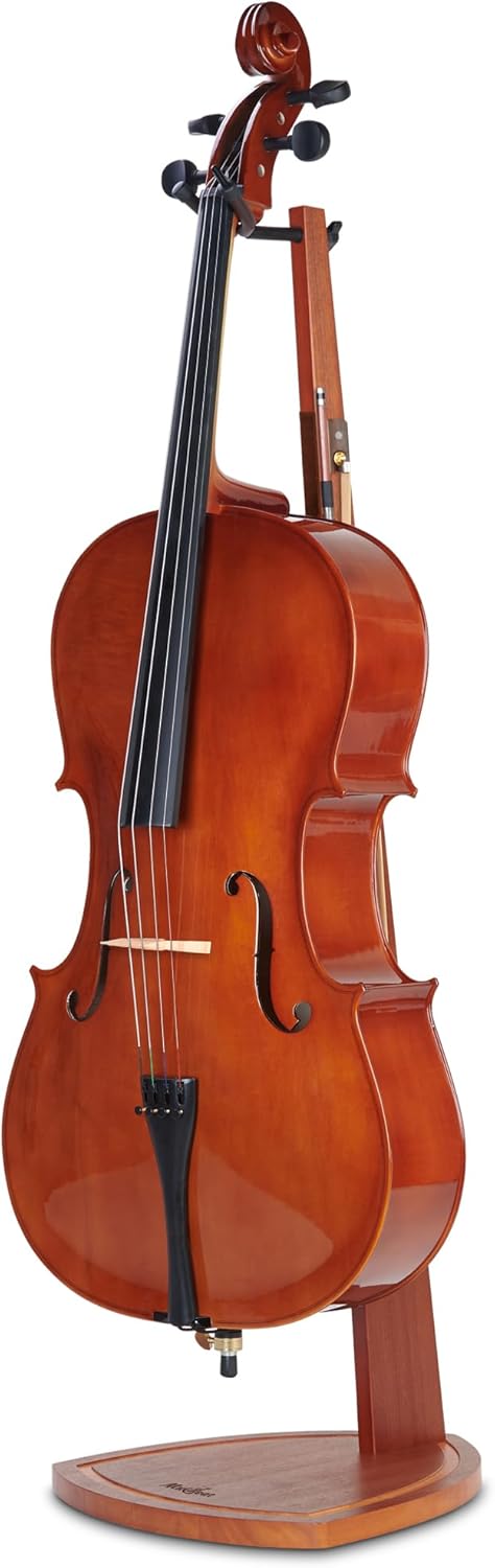 Handcrafted Mahogany Cello Stand with Bow Holder for All Sizes