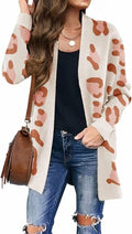 Leopard Print Open Front Cardigan Sweater - Cozy Oversized Fit
