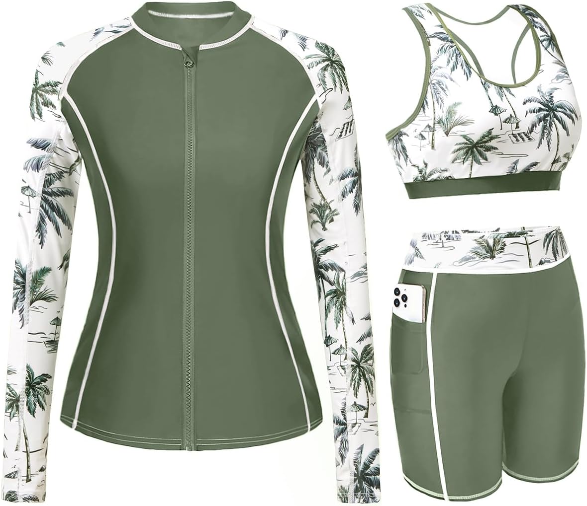 Daci Women 3 Piece Rash Guard Swimsuit for Active Water Sports