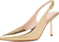 Sexy Slingback Pumps for Women Pointed Closed Toe Gold Heels - Elegant