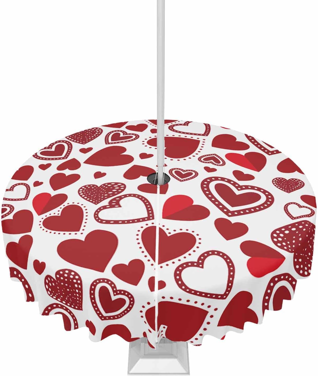 Spillproof Red Heart Tablecloth ~ Outdoor Fun!