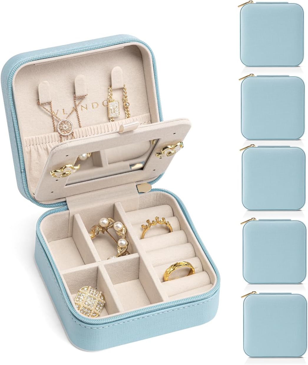Vlando Travel Jewelry Box Set of 6 - Compact Organizer for Women