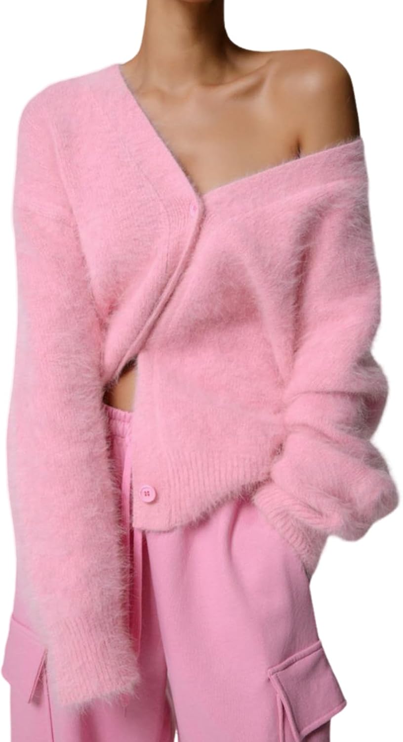 Yimoon Womens Fuzzy Cardigan Sweater for Trendy Comfort