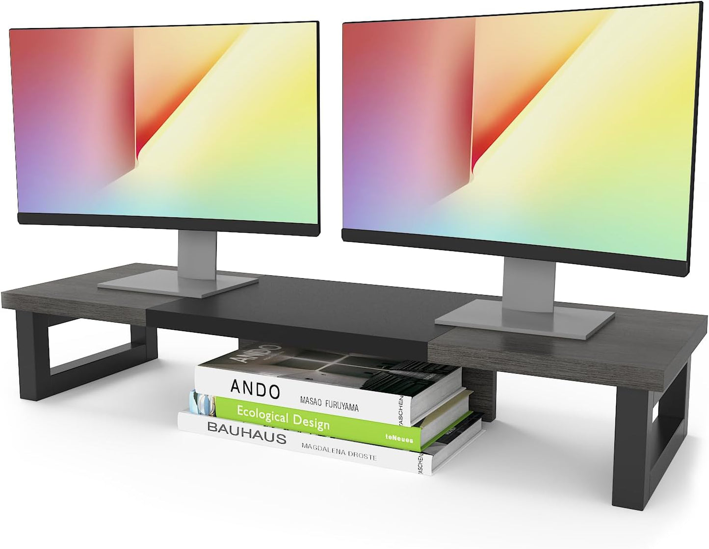 Dual Monitor Stand Riser for 2 Monitors - Stylish and Sturdy