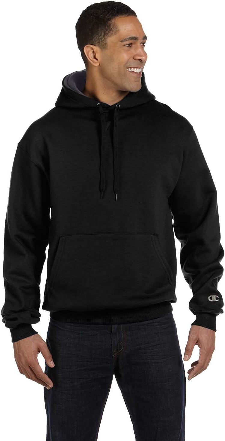 Champion Men's Heavyweight Black Hoodie - Size L