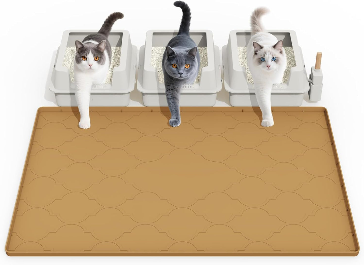 Cat Mat for Litter Box, 38in x 26in Silicone Trapping Mat