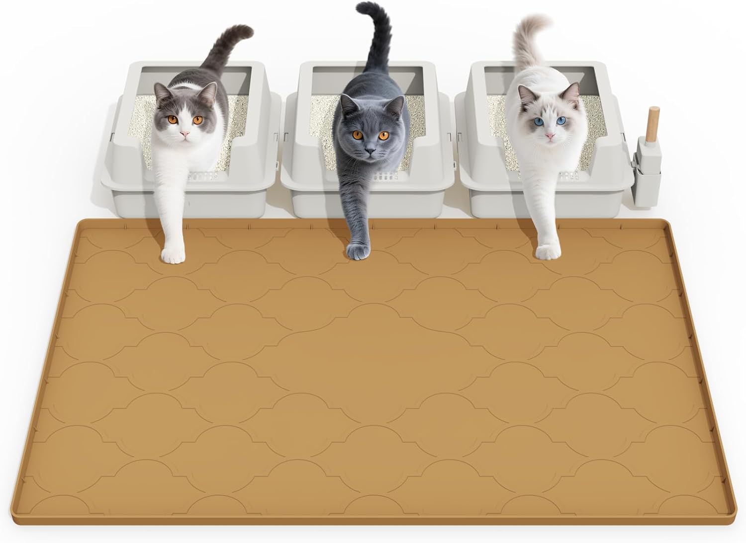 Cat Mat for Litter Box, 38in x 26in Silicone Trapping Mat