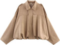 Xunger Women's Bomber Jacket in Faux Suede for Urban Street Fashion