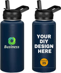 Personalized Custom Water Bottles 32oz 25 Pcs - Printed USA, Double