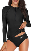 Daci Women 2 Piece Rash Guard Long Sleeve Zipper Swimsuit UPF 50