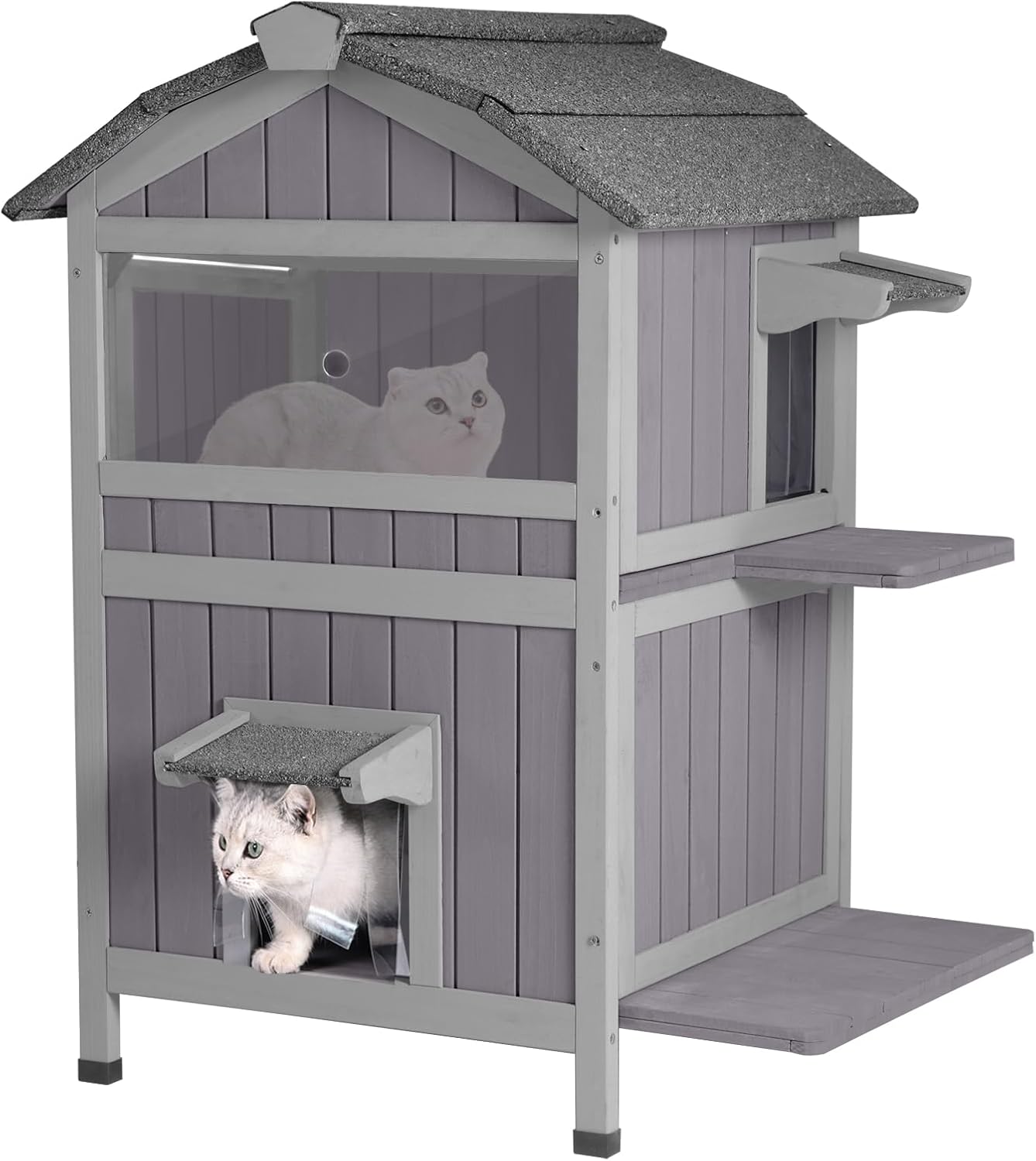 GUTINNEEN Outdoor Cat House: Weatherproof Two Story Feral Shelter