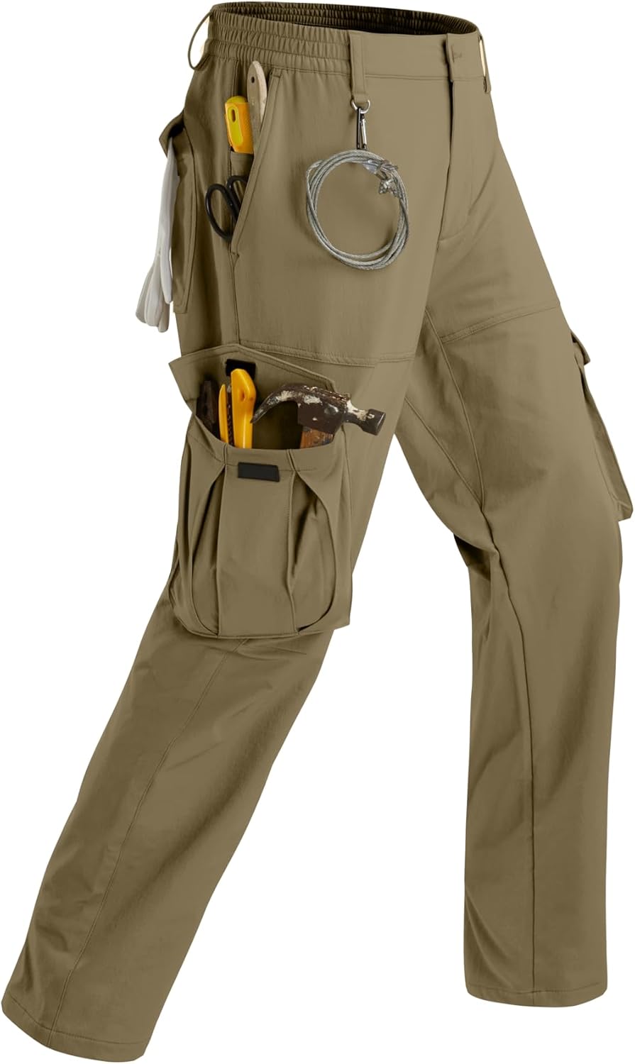 FAIABLE Mens Work Cargo Pants Tactical Hiking Pants with 8 Pockets