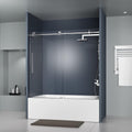 Sleek Frameless Bathtub Door 56-60 in. W with Waterproof Seal
