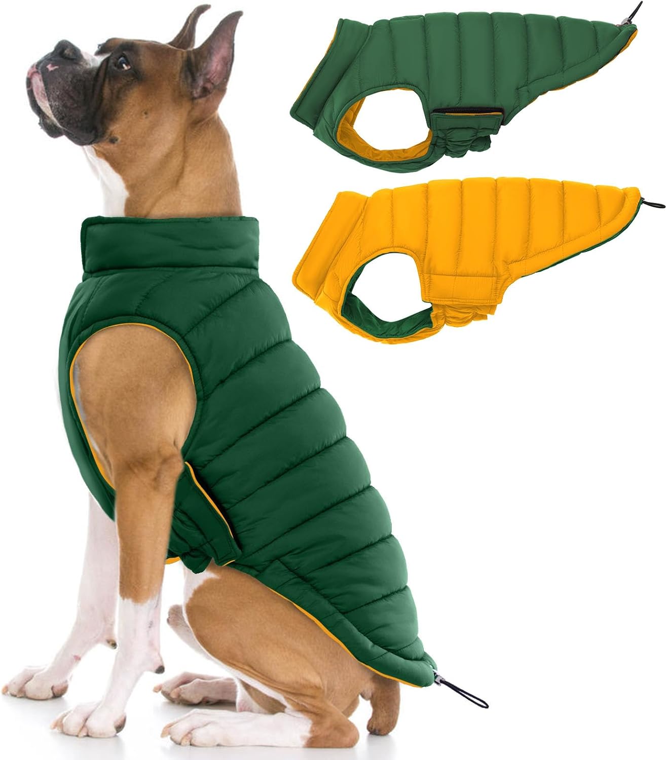 Reversible Dog Coat Waterproof Puffer Vest for Winter Warmth