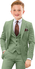 Slim Fit Boys 4-Piece Tuxedo Suit with Tie - Formal Wedding Outfit