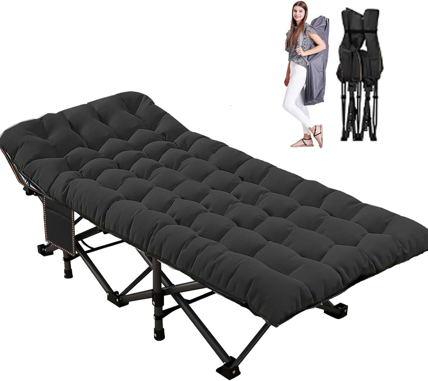 Folding Camping Cot for Extra Comfort and Heavy Duty Support