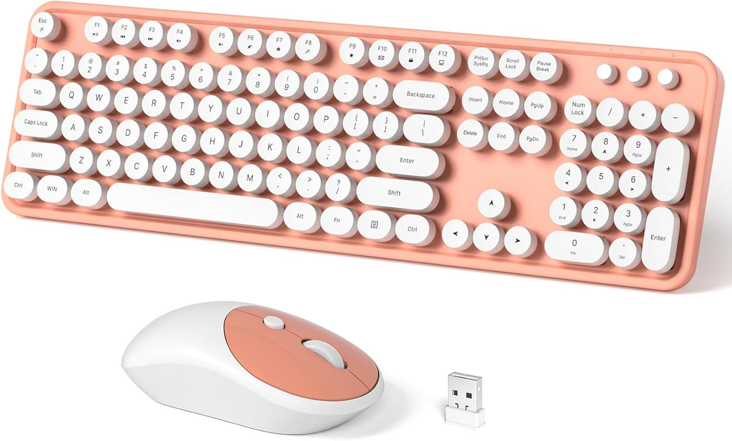 Wireless Keyboard and Mouse Combo with Retro Typewriter Design