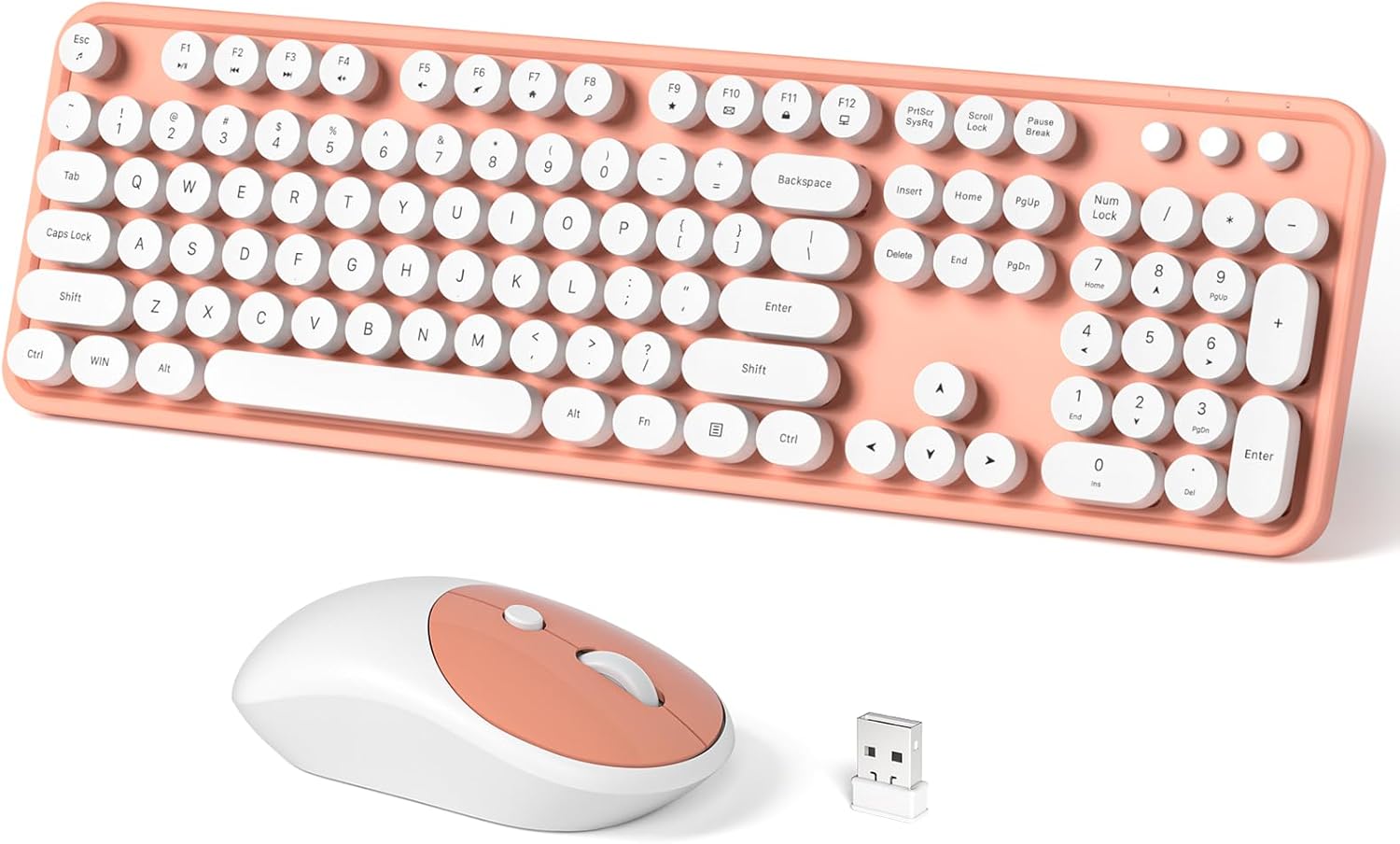 Wireless Keyboard and Mouse Combo with Retro Typewriter Design
