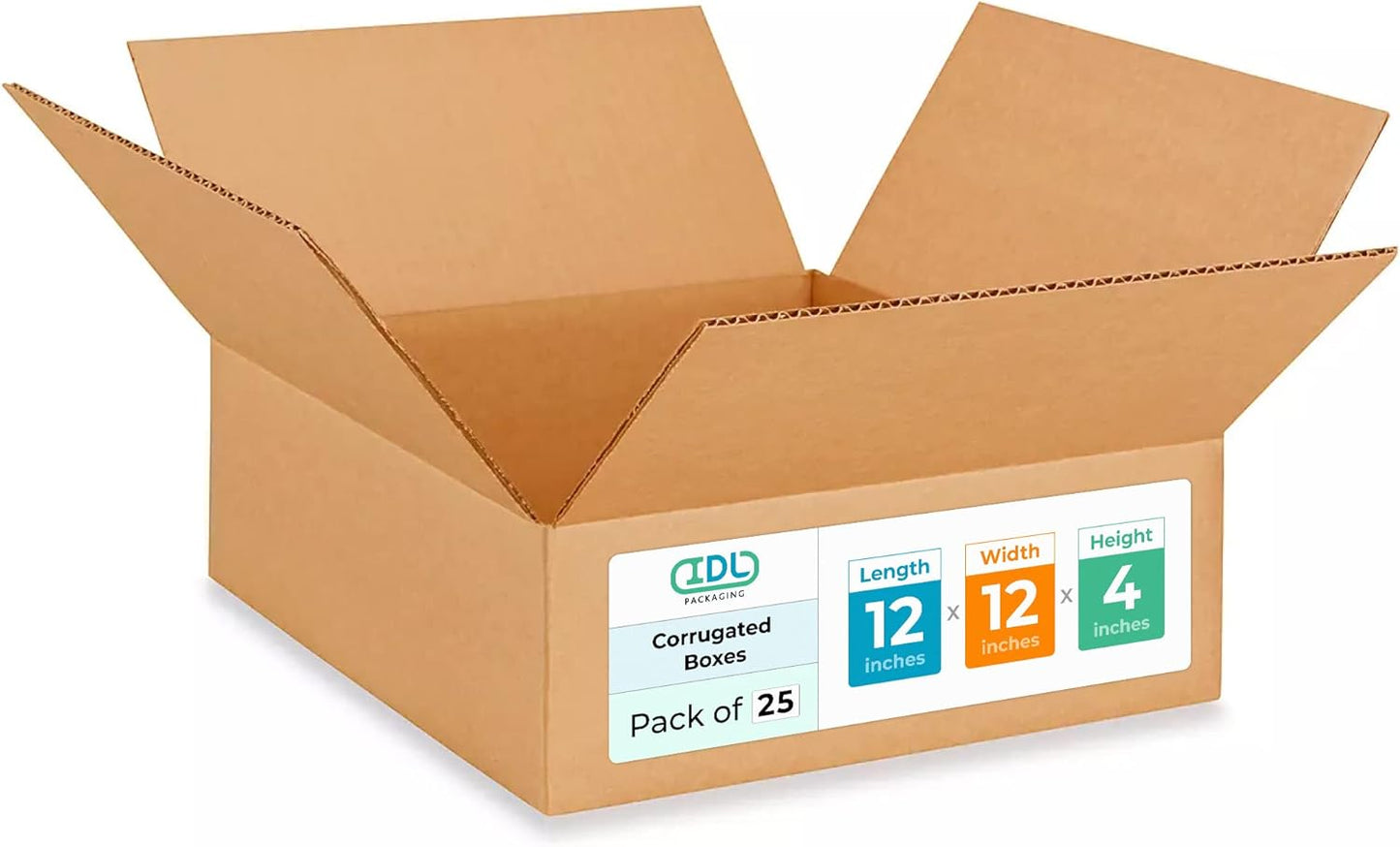 Flat Corrugated Shipping Boxes 12L x 12W x 4H - Pack of 25