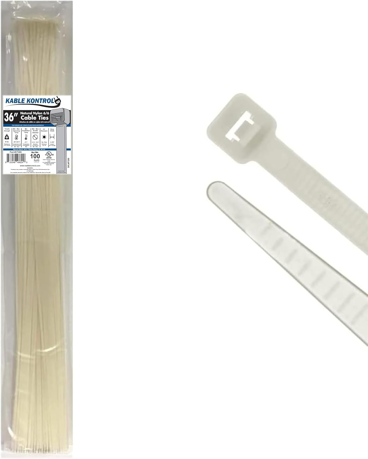 Kable Kontrol 36 Inch Cable Zip Ties for Indoor and Outdoor Use