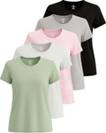 Real Essentials 5 Pack Women's Short Sleeve T-Shirts (Style CK3C)