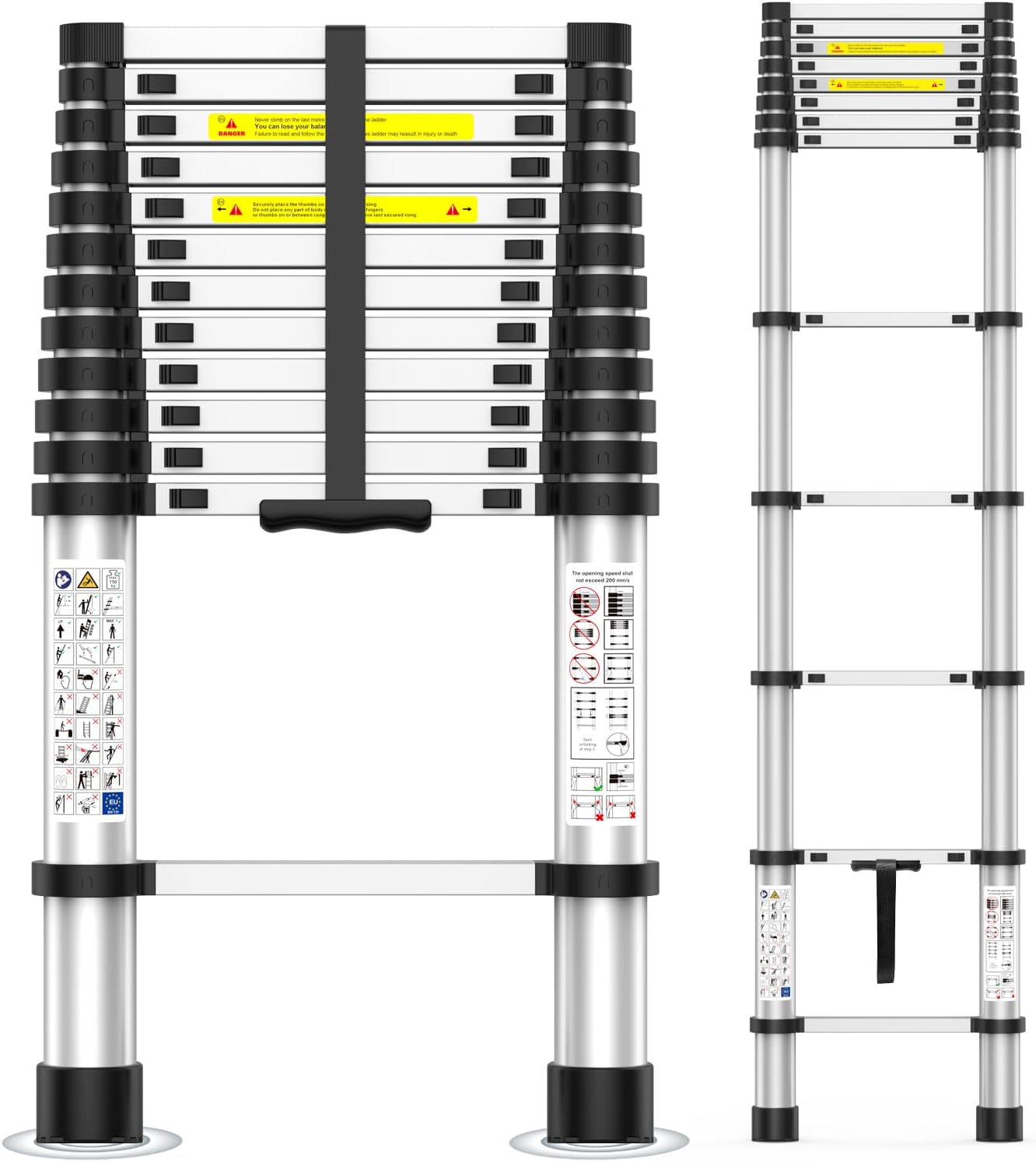 12.5FT Heavy-Duty Telescoping Ladder for Home Renovation